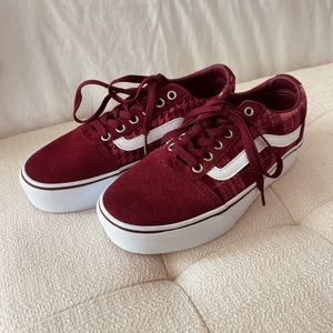 Vintage Platform Red Lace-up Vans